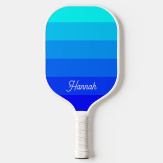 Personalisiertes aquablaues Ombre-Streifenmuster Pickleball Schläger