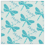 Personalisiertes aquamarines Aqua-Name-Dragonfly-F Stoff