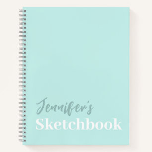 Personalisiertes Aquamarines Blue Script Chic Sket Notizbuch