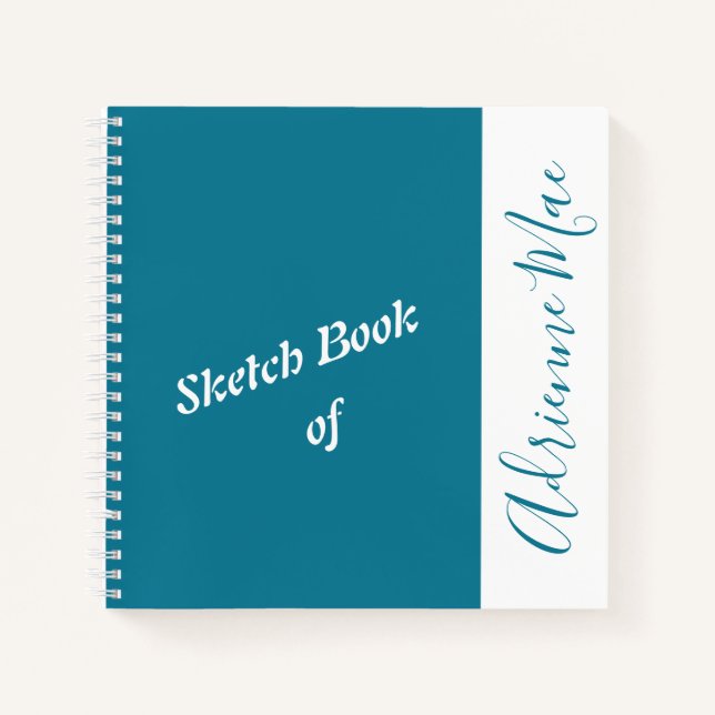 Personalisiertes Aquamarines Blue & White Sketch B Notizbuch (Vorderseite)