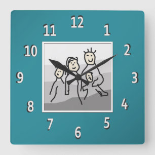 Personalisiertes Aquamarines Gerahmtes Foto Quadratische Wanduhr