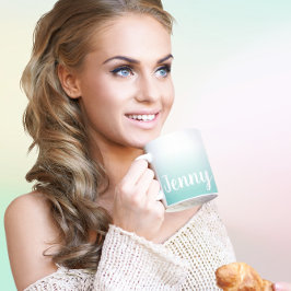 Personalisiertes Aquamarines Licht und weißes Ombr Kaffeetasse