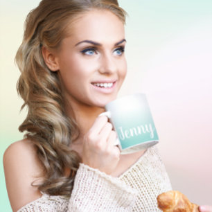 Personalisiertes Aquamarines Licht und weißes Ombr Kaffeetasse