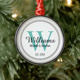 Personalisiertes Aquamarines Monogramm neu verlysi Ornament Aus Metall