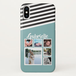 Personalisiertes Aquamarines Streifenmuster Schwar Case-Mate iPhone Hülle