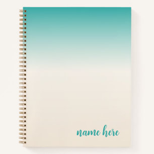 Personalisiertes Aquamarines und Beige-Notebook Notizbuch