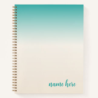 Personalisiertes Aquamarines und Beige-Notebook Notizbuch