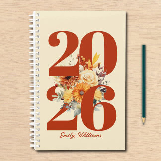 Personalisiertes Aquarell-Blumenmuster Planer
