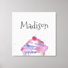 Personalisiertes Aquarell Cupcake Spritzer Kinderz Leinwanddruck