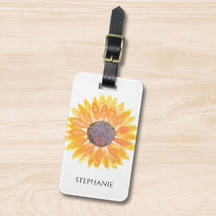 Personalisiertes Aquarell-Sonnenblume Gepäckanhänger
