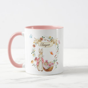 Personalisiertes Aquarellbad Ostersonnigen und Blu Tasse
