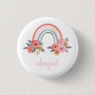 Personalisiertes Aquarellfarben-Regenbogen-Monogra Button