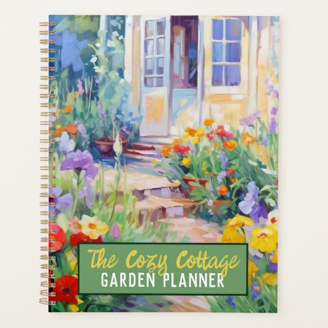 Personalisiertes Aquarellgarten Hütte Planer (Vorderseite)