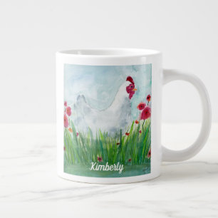 Personalisiertes Aquarellhühnchen Jumbo-Tasse