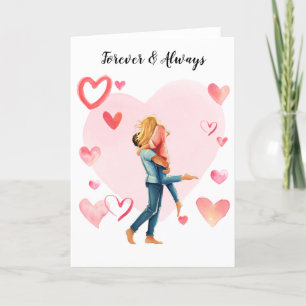 Personalisiertes Aquarellportrait Couple Feiertagskarte