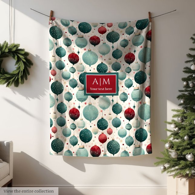 Personalisiertes Aquarellschloss Fleecedecke (Personalized watercolor deep red Christmas gift Fleece Blanket)