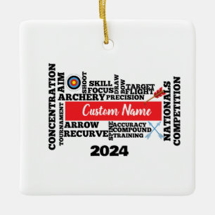 Personalisiertes Archery Word Cloud Weihnachtsschm Keramikornament