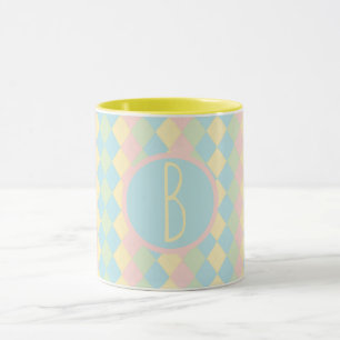 Personalisiertes Argyle-Frühlings-Pastellfarben-Mu Tasse