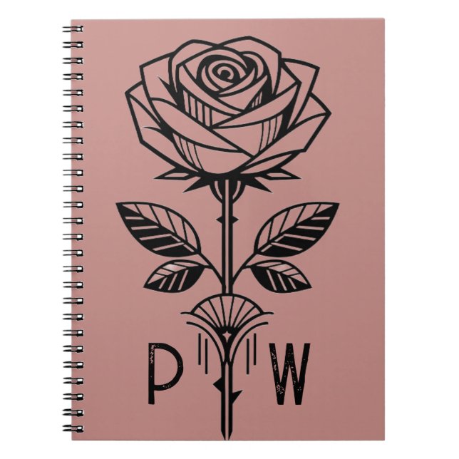 Personalisiertes Art Deco Rose Notizbuch Notizblock (Vorderseite)