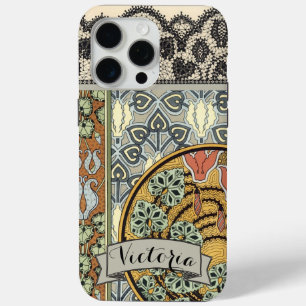 Personalisiertes Art Deco Vintage-Lilienmuster iPh iPhone 15 Pro Max Hülle