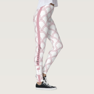 Personalisiertes Art Deco-Wellenmuster Rosa Flamin Leggings