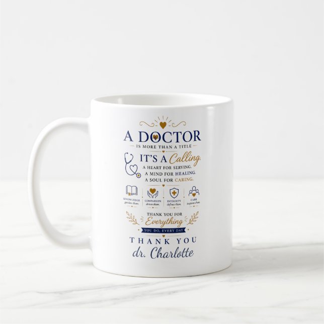 Personalisiertes Arzt-Geschenk | Danke Kaffeetasse (Links)