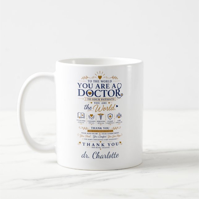 Personalisiertes Arzt-Geschenk mit Herz | Danke Kaffeetasse (Links)