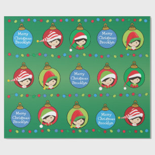 Personalisiertes asiatisches Mädchen Elf Geschenkpapier