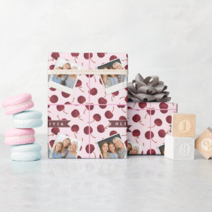 Personalisiertes Ästhetisches Kirschmuster Namensg Geschenkpapier