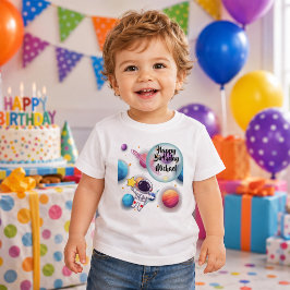 Personalisiertes Astronaut & Planeten Geburtstags- Kleinkind T-shirt