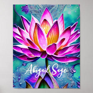 Personalisiertes Atemberaubendes Rosa Lotus Blume  Poster