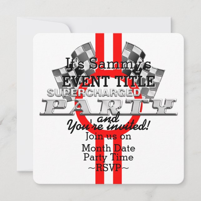 Personalisiertes aufgeladenes Party Einladung (Vorderseite)