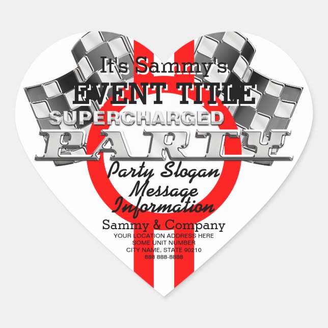 Personalisiertes aufgeladenes Party Herz-Aufkleber (Vorderseite)