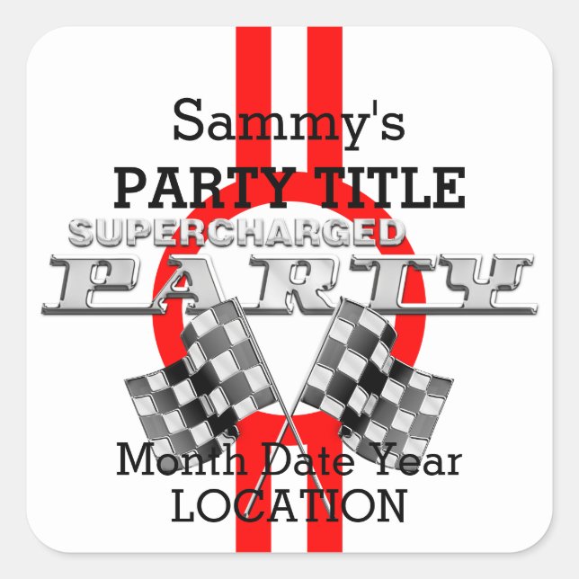 Personalisiertes aufgeladenes Party Quadratischer Aufkleber (Vorderseite)