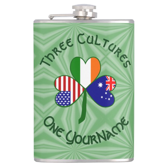 Personalisiertes Australien Irland USA Shamrock gr Flachmann (Vorderseite)