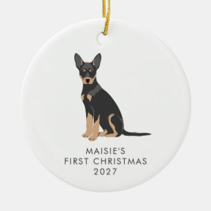 Personalisiertes australisches Kelpie-Hund erstes  Keramik Ornament