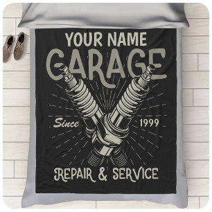 Personalisiertes Auto Mechanische Garage Retro Spa Fleecedecke