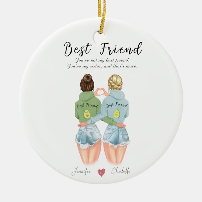 Personalisiertes Avocado-Geschenk für den besten F Keramik Ornament (Vorne)
