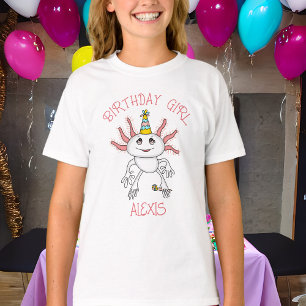 Personalisiertes Axolotl Themed Birthday Girl T-Shirt