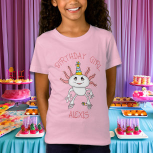 Personalisiertes Axolotl Themed Birthday Girl T-Shirt
