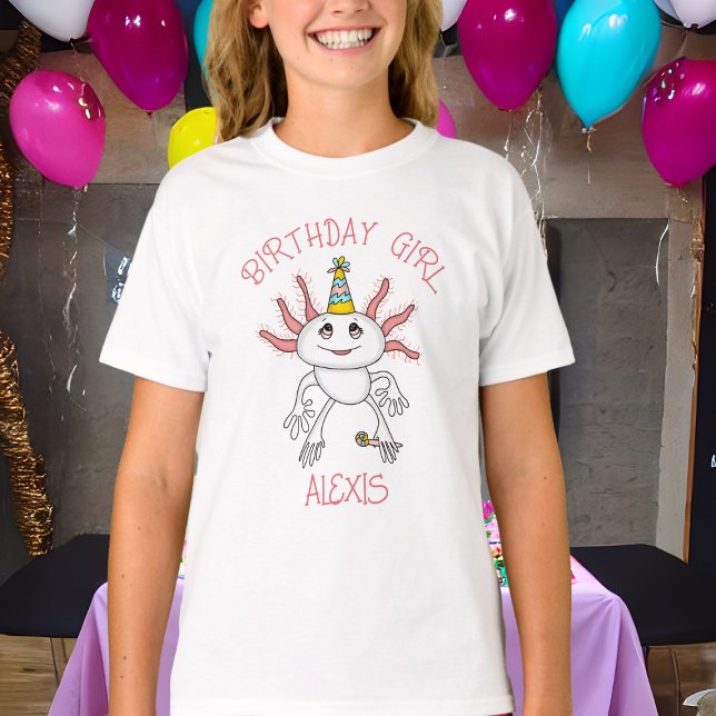 Personalisiertes Axolotl Themed Birthday Girl T-Shirt (Von Creator hochgeladen)