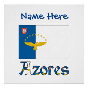 Personalisiertes Azoren-Flaggen-Name-Design Poster