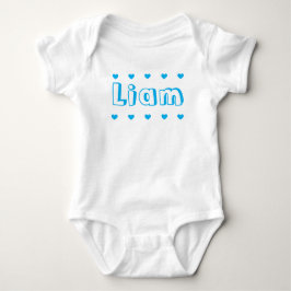 Personalisiertes Azureblaues Herz Jungen Name Baby Strampler