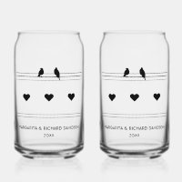 Personalisiertes B&W 2 vögel & 3 herzen