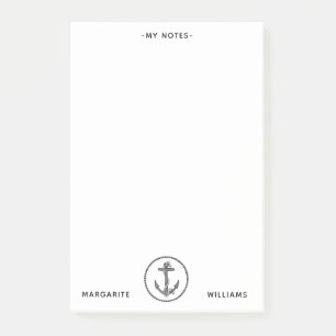 Personalisiertes B&W Marine Anchor Design Post-it Klebezettel