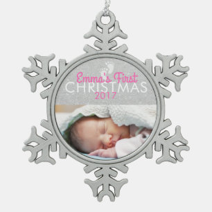 Personalisiertes Baby-1. Schneeflocken Zinn-Ornament