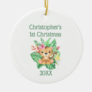 Personalisiertes Baby 1. Weihnachten Baby Tiger Gr Keramik Ornament