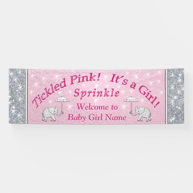 Personalisiertes Baby besprühen Fahne, Rosa und Banner (Horizontal)