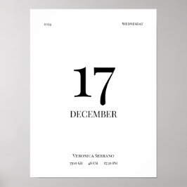 Personalisiertes Baby Birth Poster - Minimalistisc
