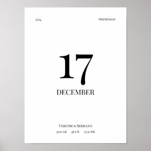 Personalisiertes Baby Birth Poster - Minimalistisc